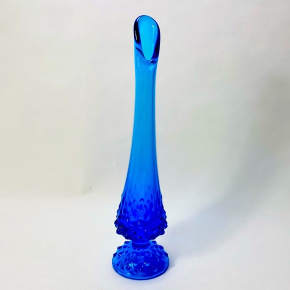 Fenton Other - Vintage MCM Fenton Cobalt Blue Hobnail Swung Pedestal Bud Vase 10 1/2”